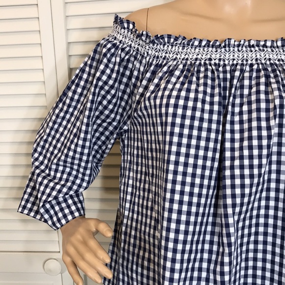 Madewell Smocked Gingham Off-the-Shoulder Top XL - Picture 6 of 15
